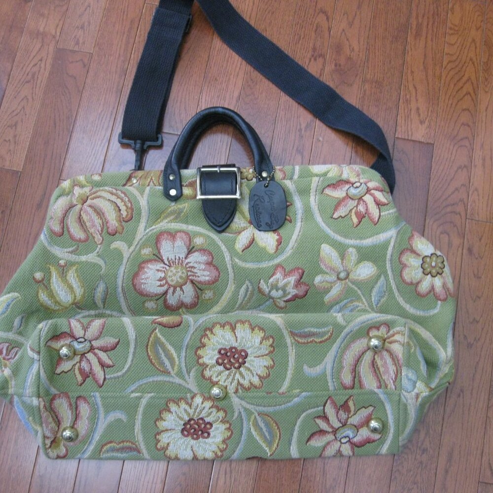 Green Floral Tapestry 'Carpet Bag Replica' (Weekender/Duffle/Carry On)